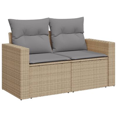 vidaXL Salon de jardin et coussins 10 pcs mélange beige résine tressée