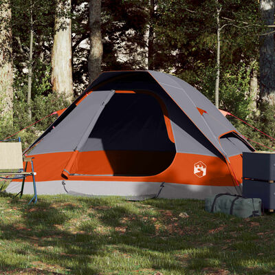 vidaXL Tente de camping à dôme 2 personnes gris et orange imperméable