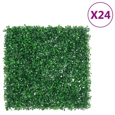 vidaXL Clôture à feuilles d’arbustes artificiels 24 pcs vert 50x50 cm