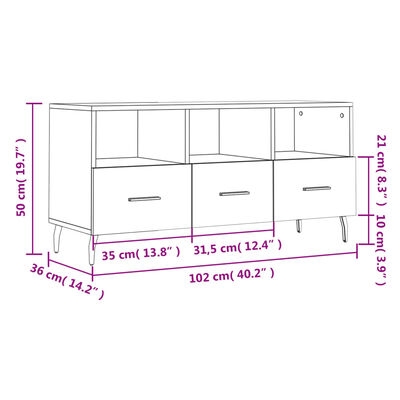 vidaXL Meuble TV blanc 102x36x50 cm bois d'ingénierie