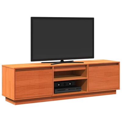 vidaXL Meuble TV cire marron 140x35x40 cm bois pin massif