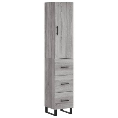 vidaXL Buffet haut Sonoma gris 34,5x34x180 cm Bois d'ingénierie