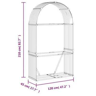 vidaXL Porte-bûches marron clair 120x45x210 cm acier galvanisé