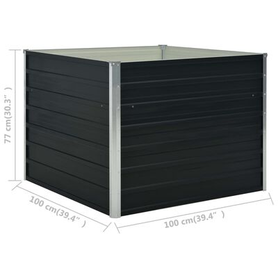 vidaXL Jardinière surélevée Anthracite 100x100x77 cm Acier galvanisé