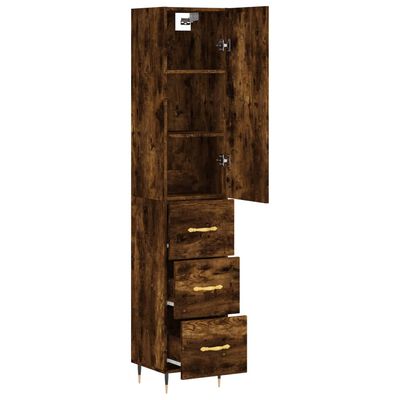 vidaXL Buffet haut Chêne fumé 34,5x34x180 cm Bois d'ingénierie