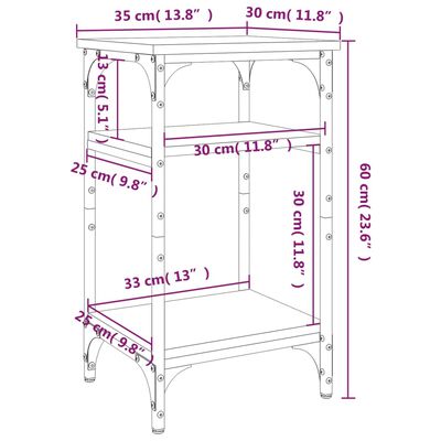 vidaXL Table d'appoint Noir 35x30x60 cm Bois d'ingénierie