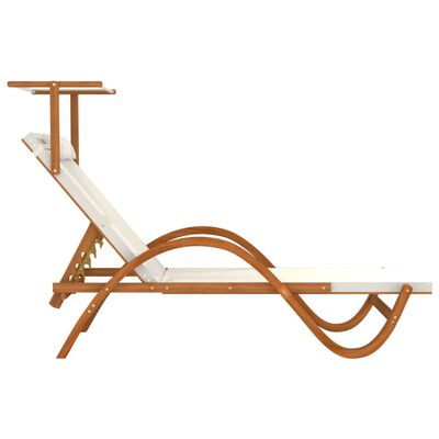 vidaXL Chaise longue avec auvent blanc textilène/bois massif peuplier