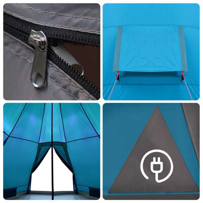 vidaXL Tente de camping tipi 4 personnes bleu imperméable