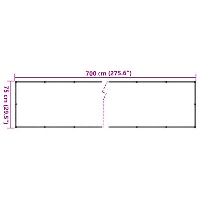 vidaXL Écran d'intimité de balcon gris 700x75 cm PVC