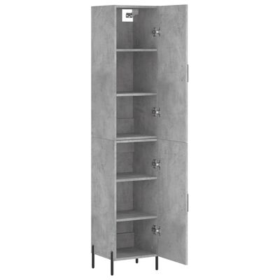 vidaXL Buffet haut Gris béton 34,5x34x180 cm Bois d'ingénierie