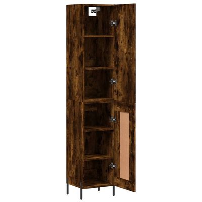 vidaXL Buffet haut Chêne fumé 34,5x34x180 cm Bois d'ingénierie