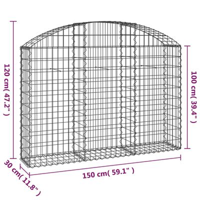 vidaXL Panier de gabions arqué 150x30x100/120 cm Fer galvanisé