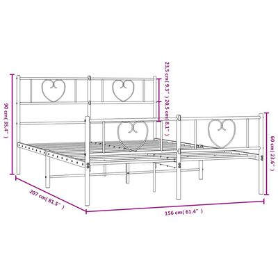 vidaXL Cadre de lit métal sans matelas avec pied de lit noir 150x200cm