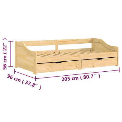 vidaXL Lit de jour avec 2 tiroirs IRUN 90x200 cm bois de pin massif