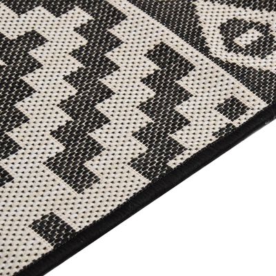 vidaXL Tapis à tissage plat d'extérieur 80x150 cm Rayures noires