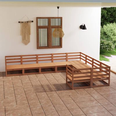 vidaXL Salon de jardin 9 pcs bois de pin massif