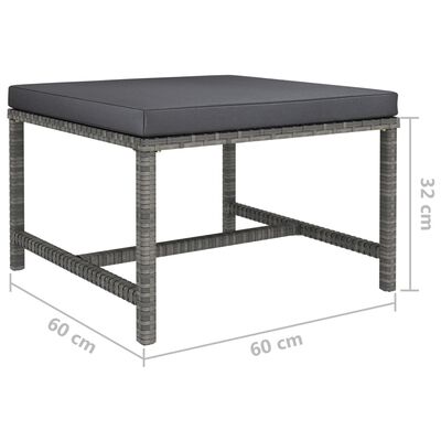 vidaXL Salon de jardin 3 pcs avec coussins Résine tressée Gris