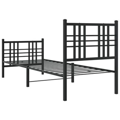 vidaXL Cadre de lit métal sans matelas avec pied de lit noir 75x190 cm