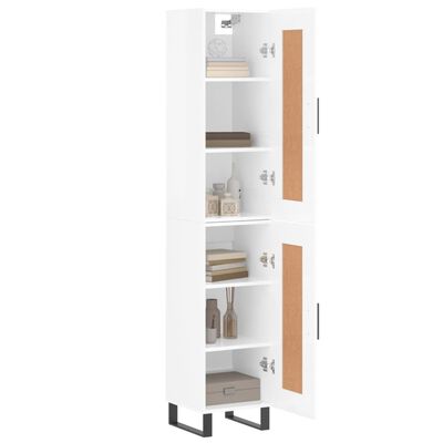 vidaXL Buffet haut Blanc brillant 34,5x34x180 cm Bois d'ingénierie