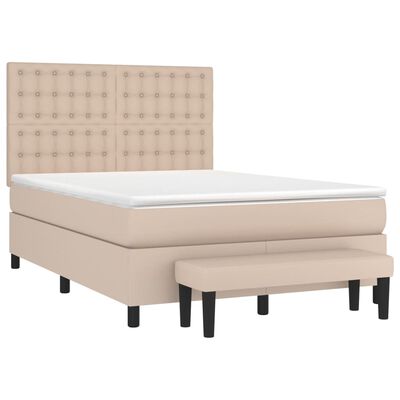 vidaXL Sommier à lattes de lit avec matelas Cappuccino 140x190 cm