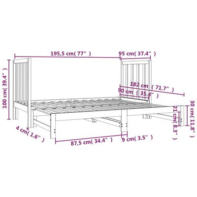 vidaXL Lit coulissant sans matelas blanc 2x(90x190) cm