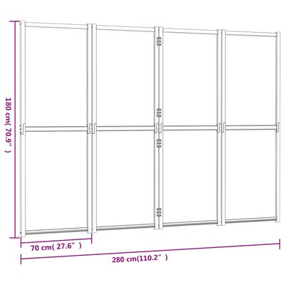 vidaXL Cloison de séparation 4 panneaux Blanc crème 280x180 cm