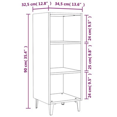 vidaXL Buffet Blanc brillant 34,5x32,5x90 cm Bois d'ingénierie