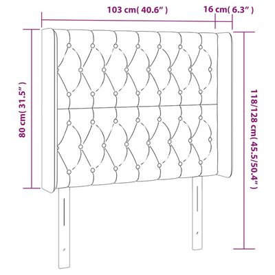 vidaXL Tête de lit à LED Rose 103x16x118/128 cm Velours