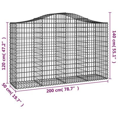 vidaXL Paniers à gabions arqués 12 pcs 200x50x120/140 cm Fer galvanisé