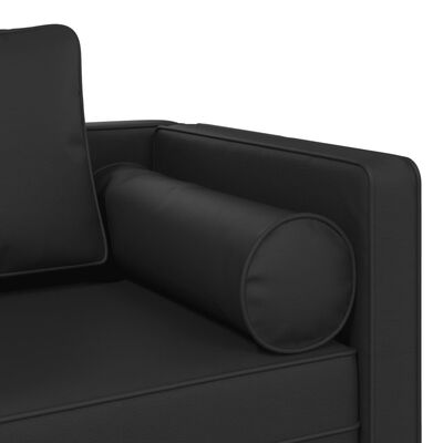 vidaXL Chaise longue avec coussins noir similicuir