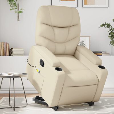 vidaXL Fauteuil inclinable de massage Crème Similicuir