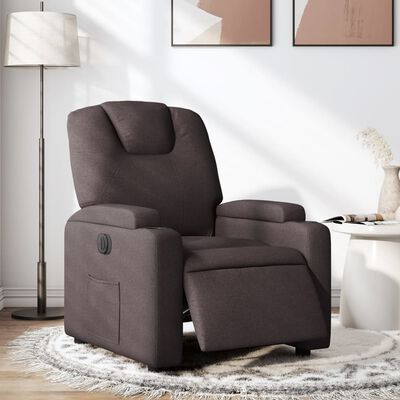 vidaXL Fauteuil inclinable électrique Marron foncé Tissu