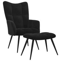 vidaXL Chaise de relaxation avec tabouret Noir Velours