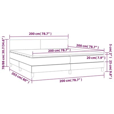 vidaXL Sommier à lattes de lit avec matelas et LED Crème 200x200 cm