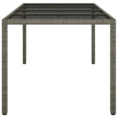 vidaXL Table de jardin Gris 190x90x75 cm Verre trempé/résine tressée