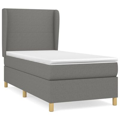 vidaXL Sommier à lattes de lit avec matelas Gris foncé 100x200cm Tissu