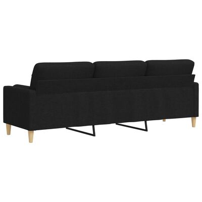 vidaXL Canapé 3 places avec oreillers décoratifs noir 210 cm tissu