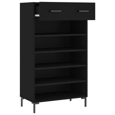 vidaXL Armoire à chaussures noir 60x35x105 cm bois d'ingénierie