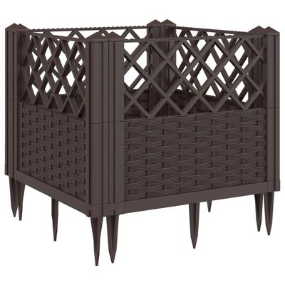 vidaXL Jardinière avec piquets marron 43,5x43,5x43,5 cm PP