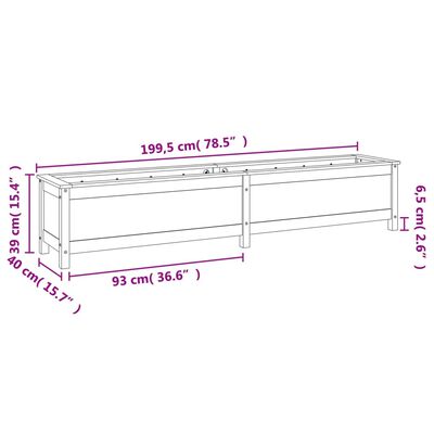 vidaXL Lit surélevé de jardin blanc 199,5x40x39 cm bois de pin massif