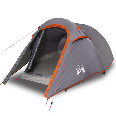 vidaXL Tente de camping tunnel 2 personnes gris et orange imperméable