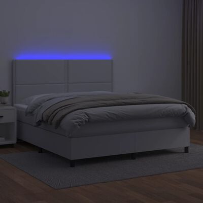 vidaXL Sommier à lattes de lit avec matelas et LED Blanc 180x200 cm