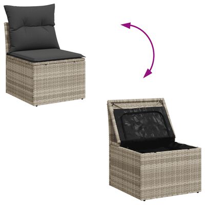 vidaXL Salon de jardin avec coussins 7 pcs gris clair résine tressée