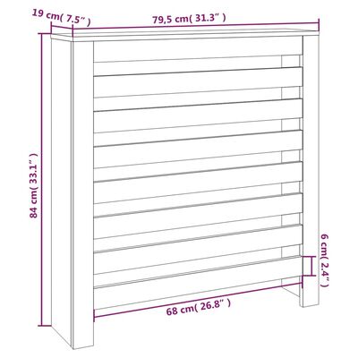 vidaXL Cache-radiateur 79,5x19x84 cm Bois massif de pin