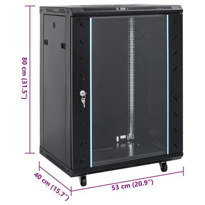 vidaXL Coffret de réseau 15U 19" IP20 noir 53x40x80 cm