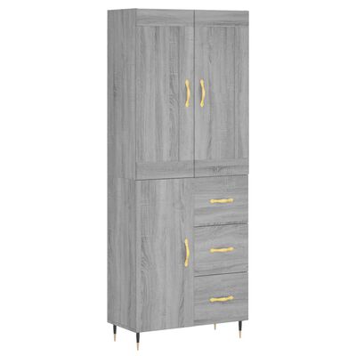 vidaXL Buffet haut Sonoma gris 69,5x34x180 cm Bois d'ingénierie