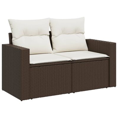 vidaXL Salon de jardin 10 pcs avec coussins marron résine tressée