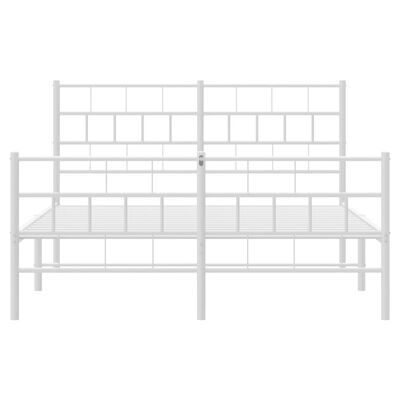 vidaXL Cadre de lit métal sans matelas et pied de lit blanc 135x190 cm