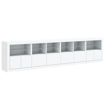 vidaXL Buffet avec lumières LED blanc 283x37x67 cm