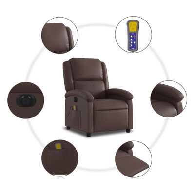 vidaXL Fauteuil de massage inclinable électrique marron similicuir